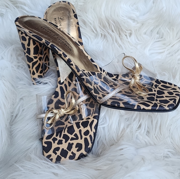 Beverly Feldman vintage metallic‎ cheetah slides 10 NEW - Picture 1 of 8